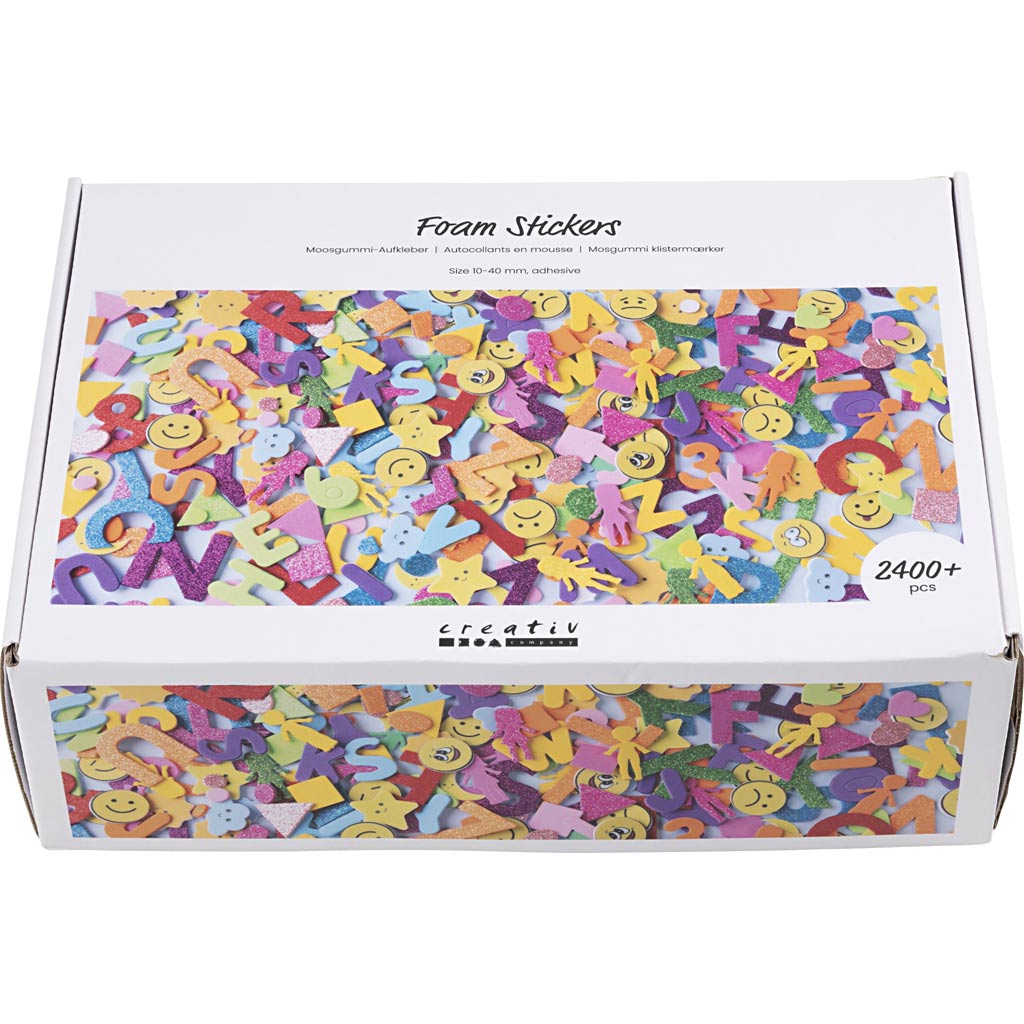 Vahtkleebised, Emojid, geomeetrilised kujundid, tähed ja numbrid, isekleepuvad, suurus 10-40 mm, u. 2460 tk, erinevad värvid, 2640 tk/ 1 pakend. - Image 2