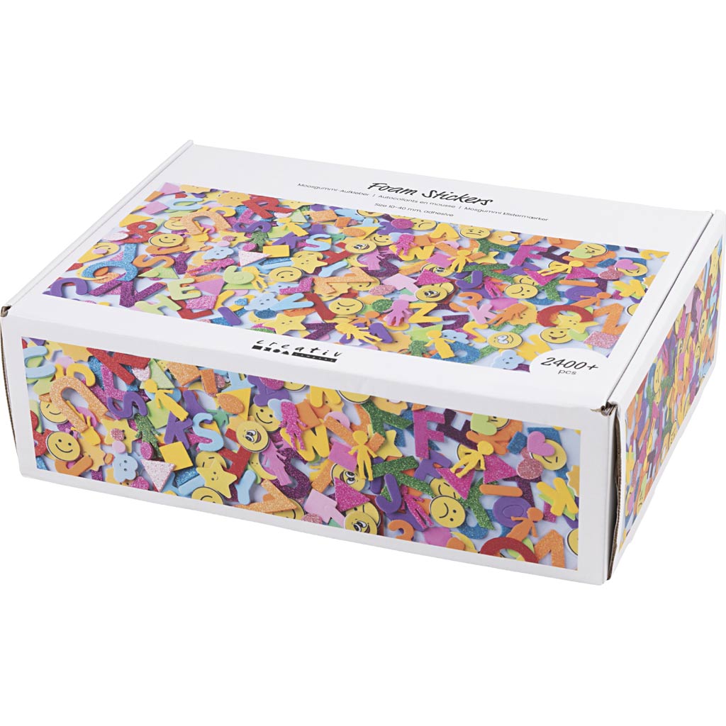 Vahtkleebised, Emojid, geomeetrilised kujundid, tähed ja numbrid, isekleepuvad, suurus 10-40 mm, u. 2460 tk, erinevad värvid, 2640 tk/ 1 pakend. - Image 3