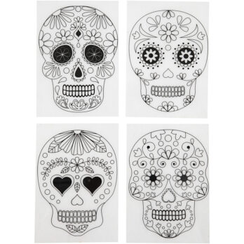 Shrink plastiklehed motiividega, koljud, leht 10,5x14,5 cm, paksus 0,3 mm, matt läbipaistev, 4 lehte/ 1 pakk.