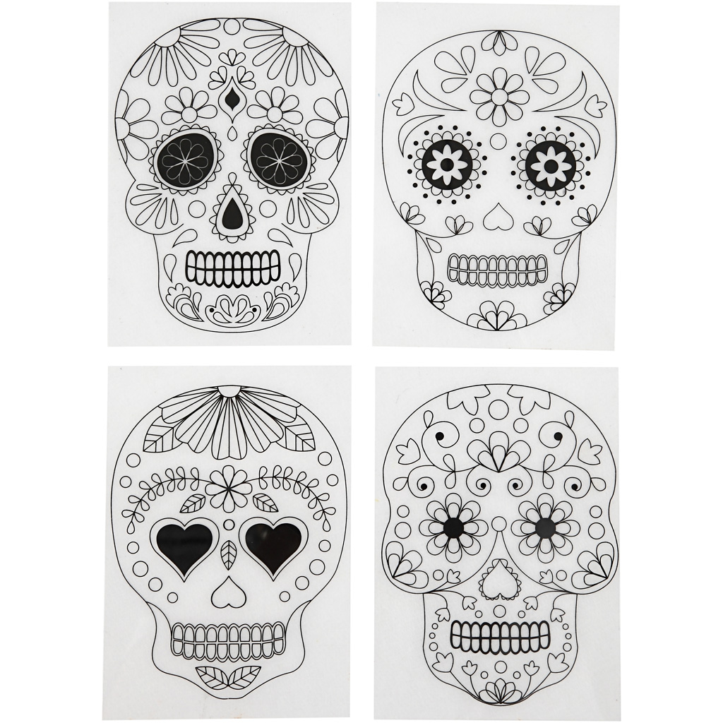 Shrink plastiklehed motiividega, koljud, leht 10,5x14,5 cm, paksus 0,3 mm, matt läbipaistev, 4 lehte/ 1 pakk.