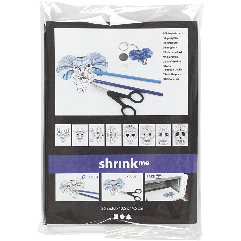 Shrink plastiklehed motiividega, leht 10,5x14,5 cm, paksus 0,3 mm, matt läbipaistev, 36 lehte/ 1 pakk - Image 2