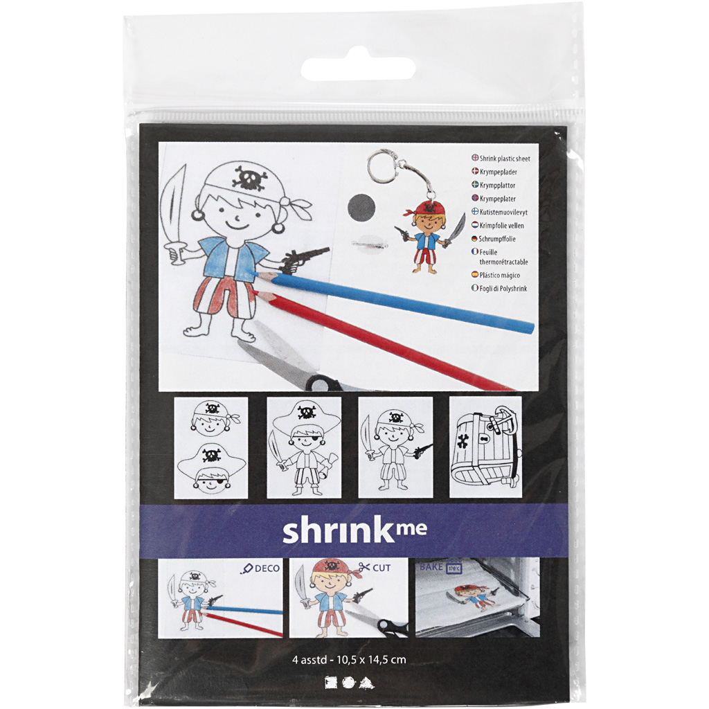 Shrink plastiklehed motiividega, piraadid, leht 10,5x14,5 cm, paksus 0,3 mm, matt läbipaistev, 4 lehte/ 1 pakk. - Image 2