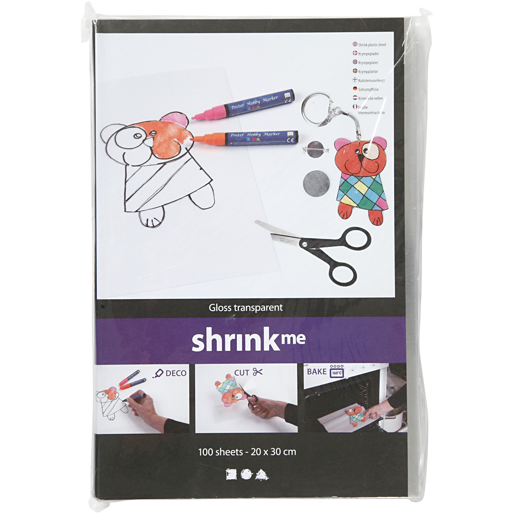 Kahanevad plastiklehed, leht 20x30 cm, paksus 0,3 mm, läikiv läbipaistev, 100 lehte/ 1 pakk - Image 2