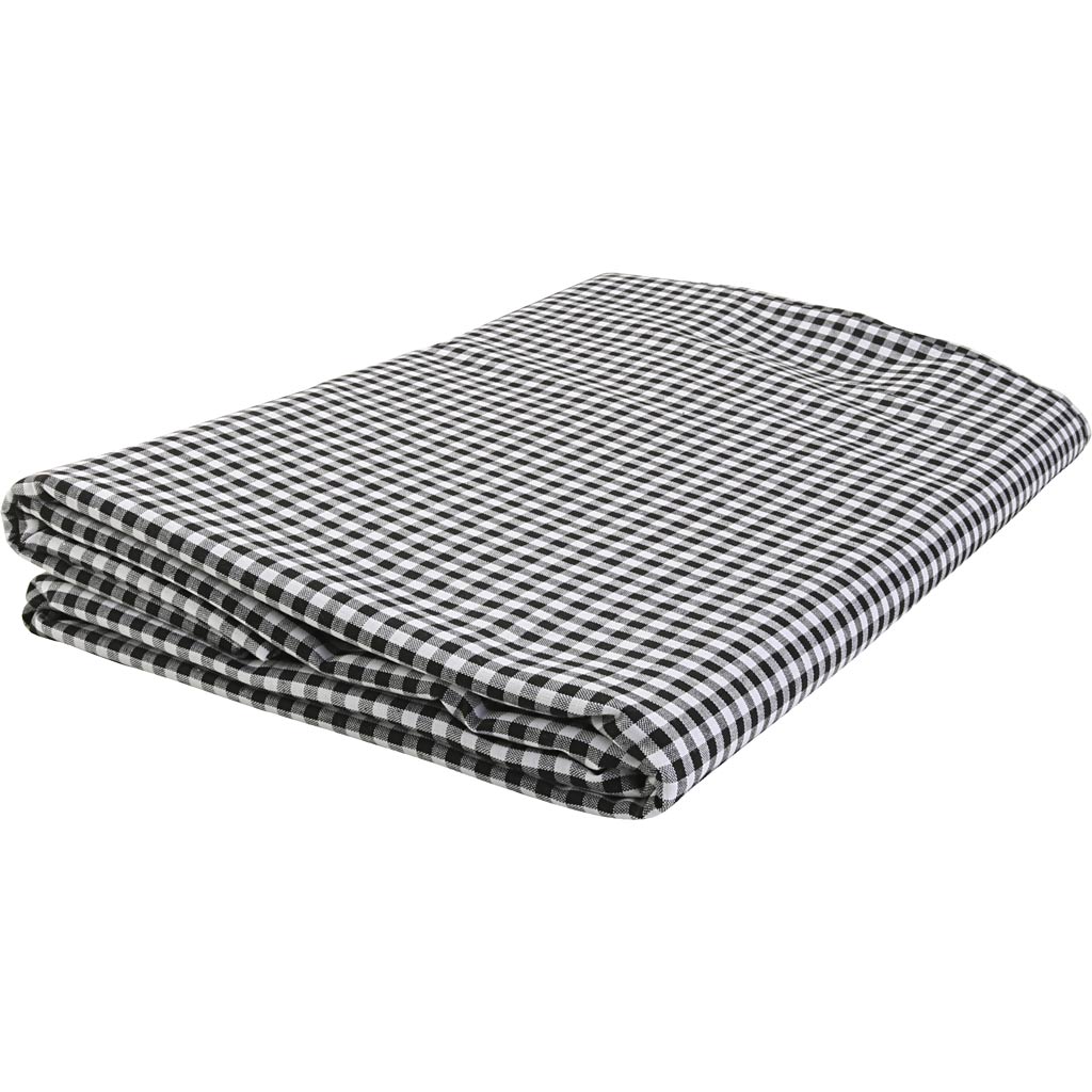 Puuvillane kangas, ruudud 4x4 mm, laius: 145 cm, must, valge, 5 m/ 1 pakk