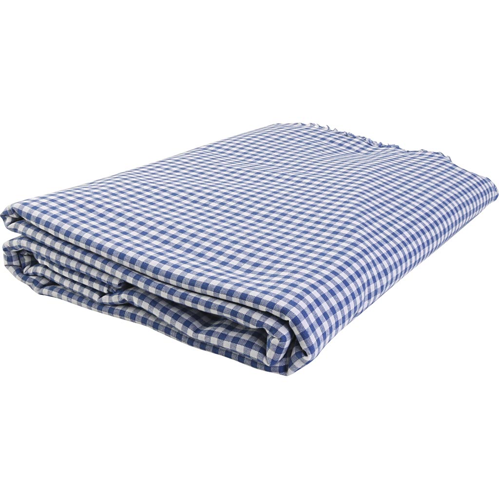 Puuvillane kangas, ruudud 4x4 mm, laius: 145 cm, valge, sinine, 5 m/ 1 pakk