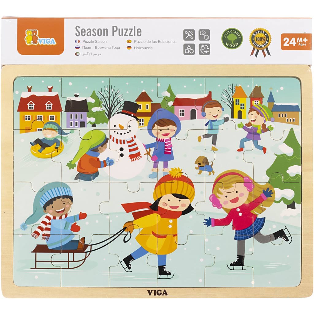 VIGA Puidust pusle, Aastaajad, talv, suurus 30x22,5 cm, 24 pusletükki, 1 tk - Image 2