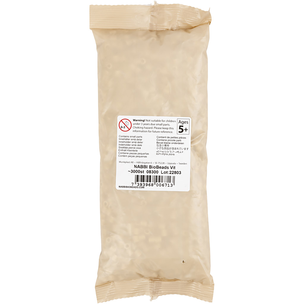 NABBI BioBeads, suurus 5x5 mm, augu suurus 2,5 mm, keskmine, valge, 3000 tk/ 1 pakk - Image 2