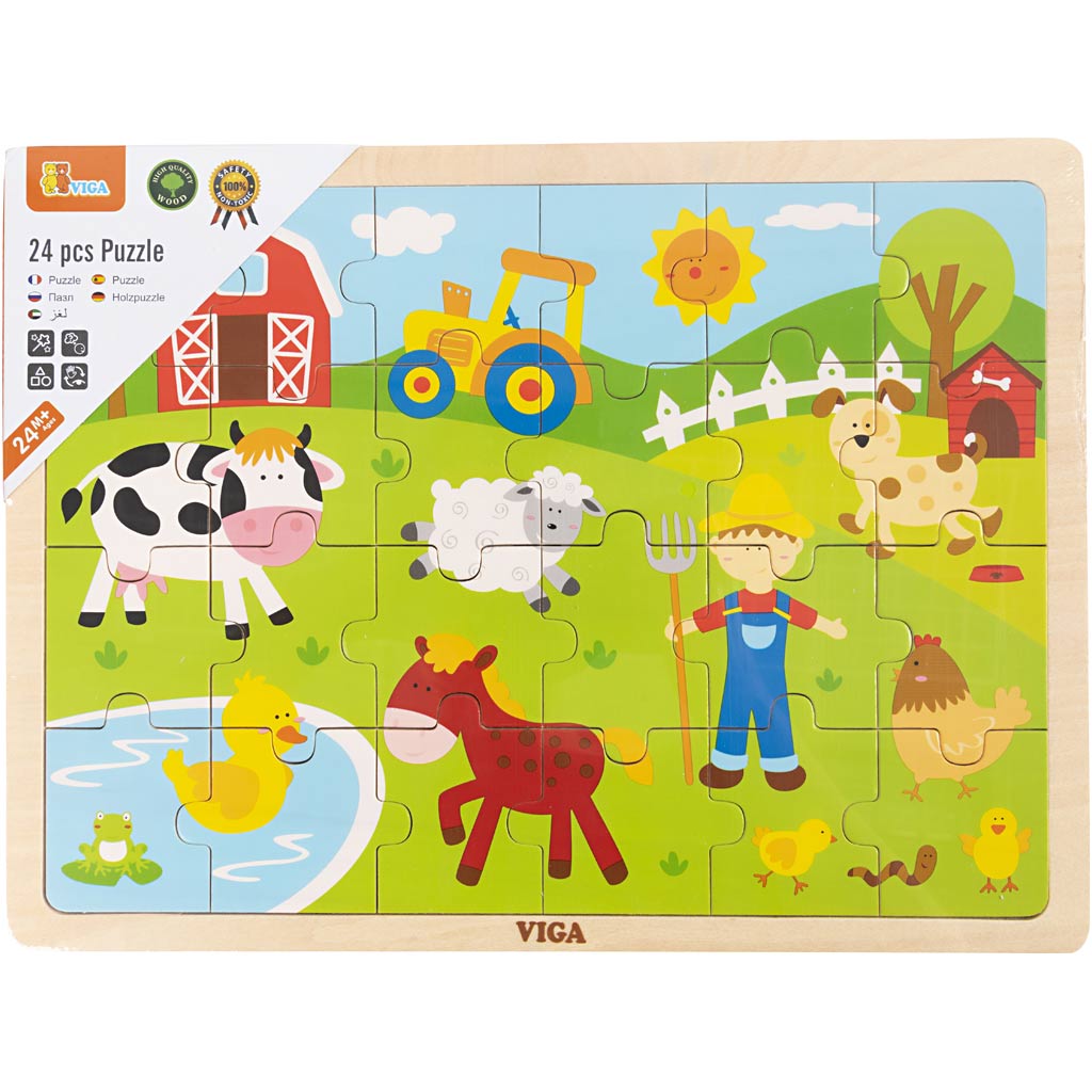 VIGA puidust puslepildid, taluloomad, suurus 30x22,5 cm, 24 pusletükki, 1 tk - Image 2