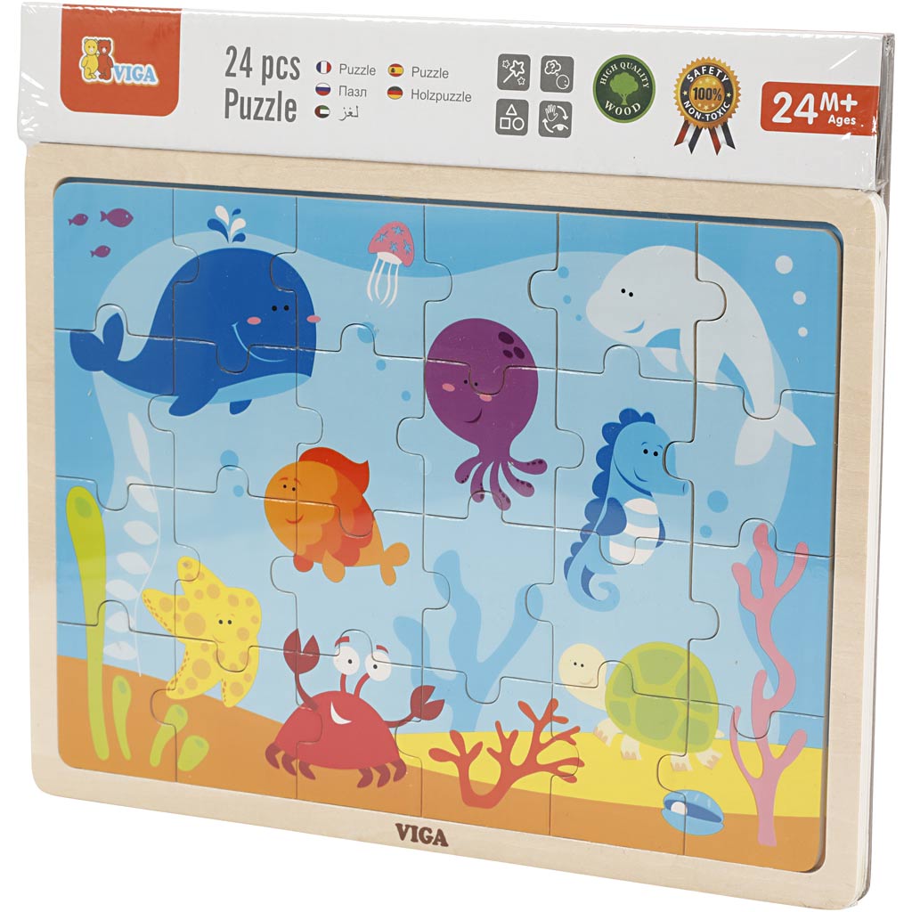VIGA puidust puslepildid, mereloomad, suurus 30x22,5 cm, 24 pusletükki, 1 tk - Image 2