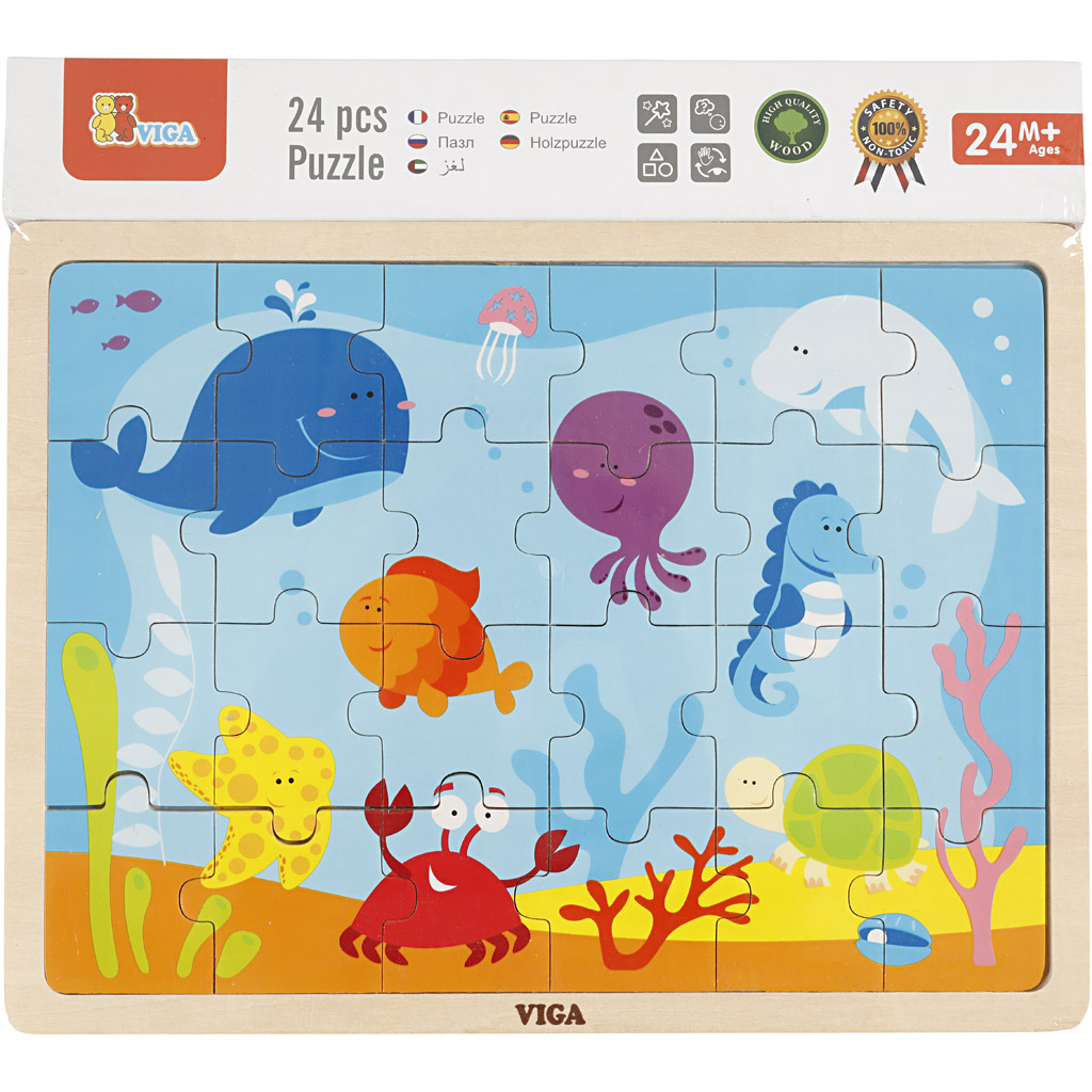VIGA puidust puslepildid, mereloomad, suurus 30x22,5 cm, 24 pusletükki, 1 tk - Image 3