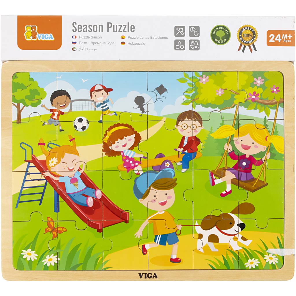 VIGA Puidust pusle, aastaajad, kevad, suurus 30x22,5 cm, 24 pusletükki, 1 tk - Image 2