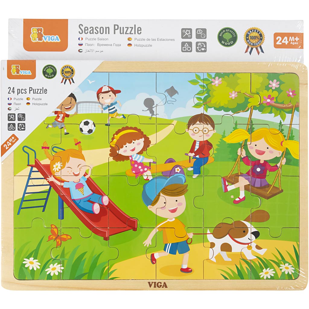 VIGA Puidust puslepildid, aastaajad, suurus 22,5x30 cm, 4x24 pusletükki, 4 tk/ 1 pakend - Image 2