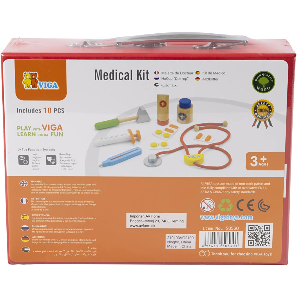 VIGA puidust arsti mängukomplekt, 11 osa/ 1 komplekt - Image 4