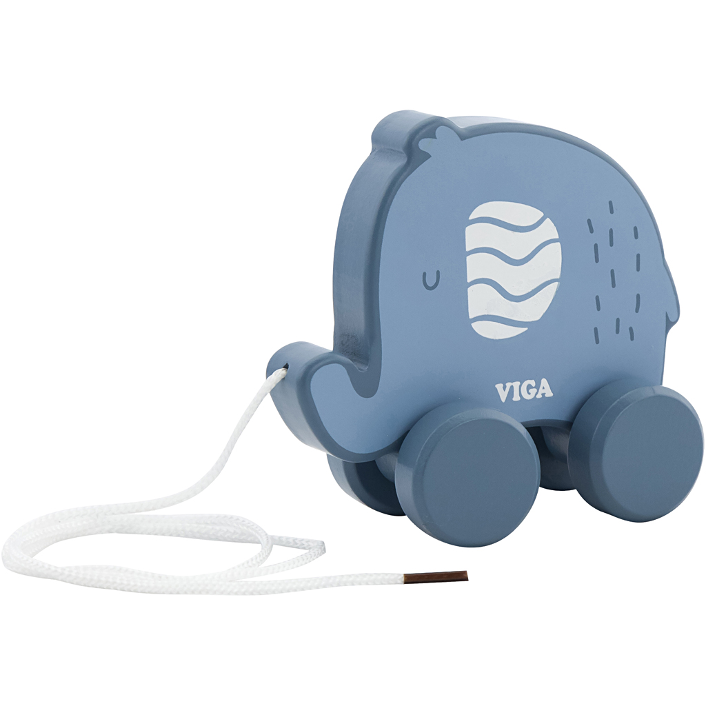VIGA pull along Elephant, suurus 11 cm, sinine, 1 tk