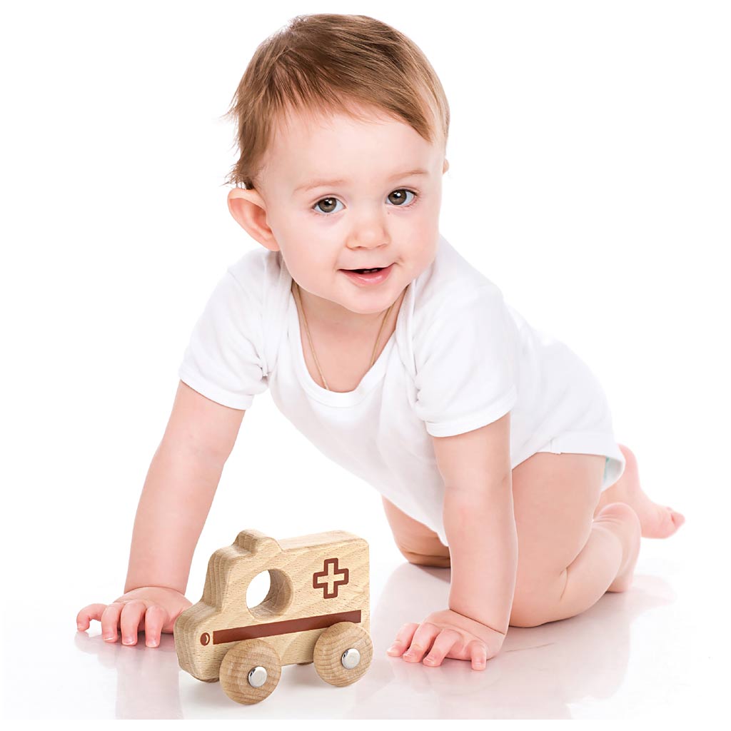 VIGA Puidust auto, kiirabi, K: 4,2 cm, L: 9 cm, S: 7,5 cm, 1 tk. - Image 3