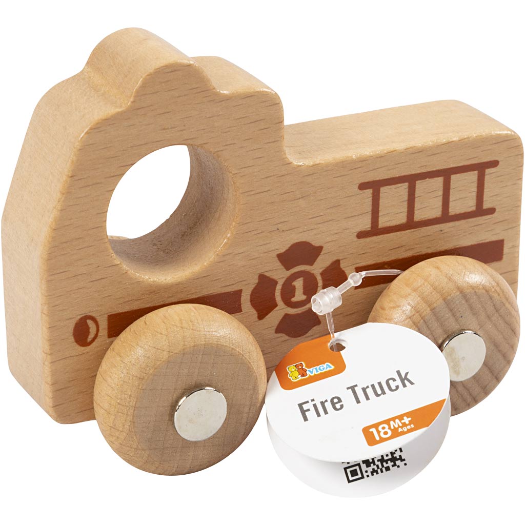 VIGA Puidust auto, tuletõrjeauto, K: 4,3 cm, L: 9 cm, S: 7,5 cm, 1 tk. - Image 2