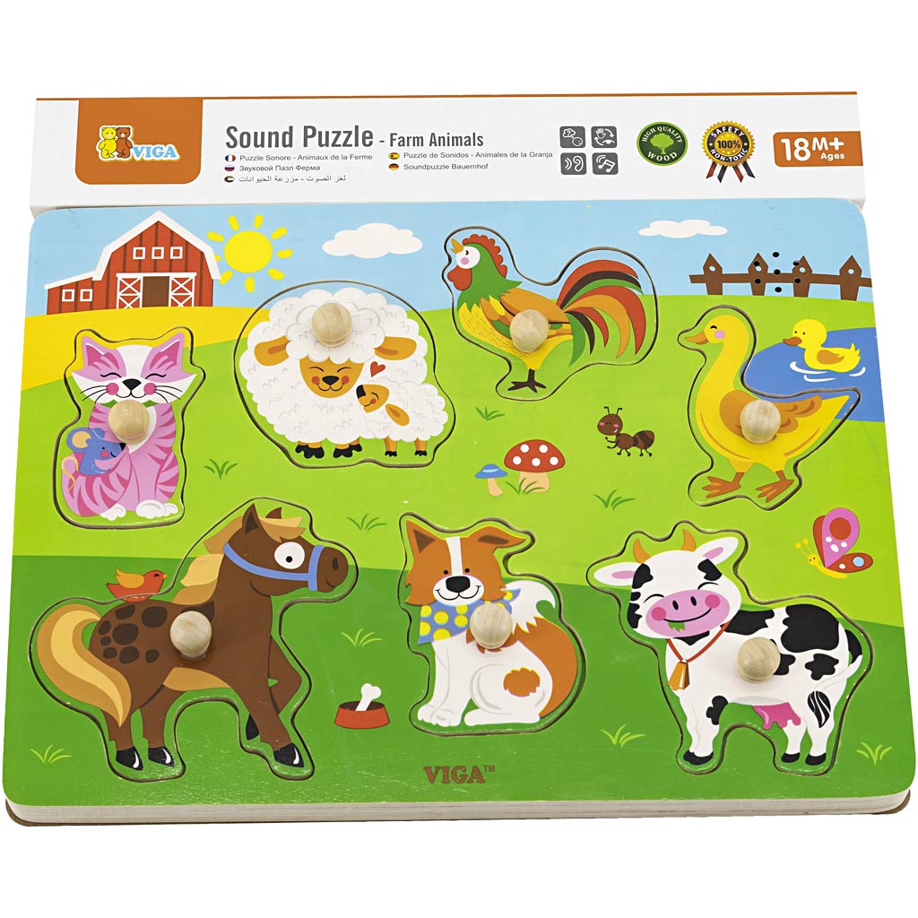 VIGA Puidust mõistatused helidega, taluloomad, suurus 33x22,5x3 cm, 1 tk - Image 2
