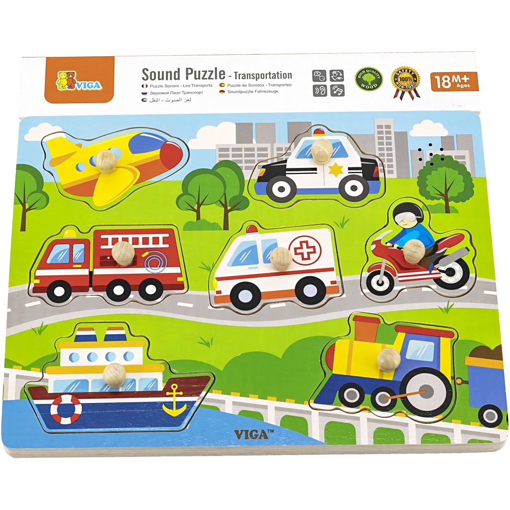 VIGA Puidust pusle koos helidega, Transport, suurus 33x22,5x3 cm, 1 tk - Image 2