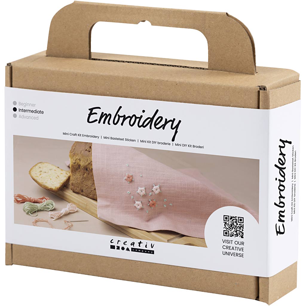 Mini Craft Kit Tikkimine, Kangas salvrätik, tolmune roos, 1 pakk - Image 4