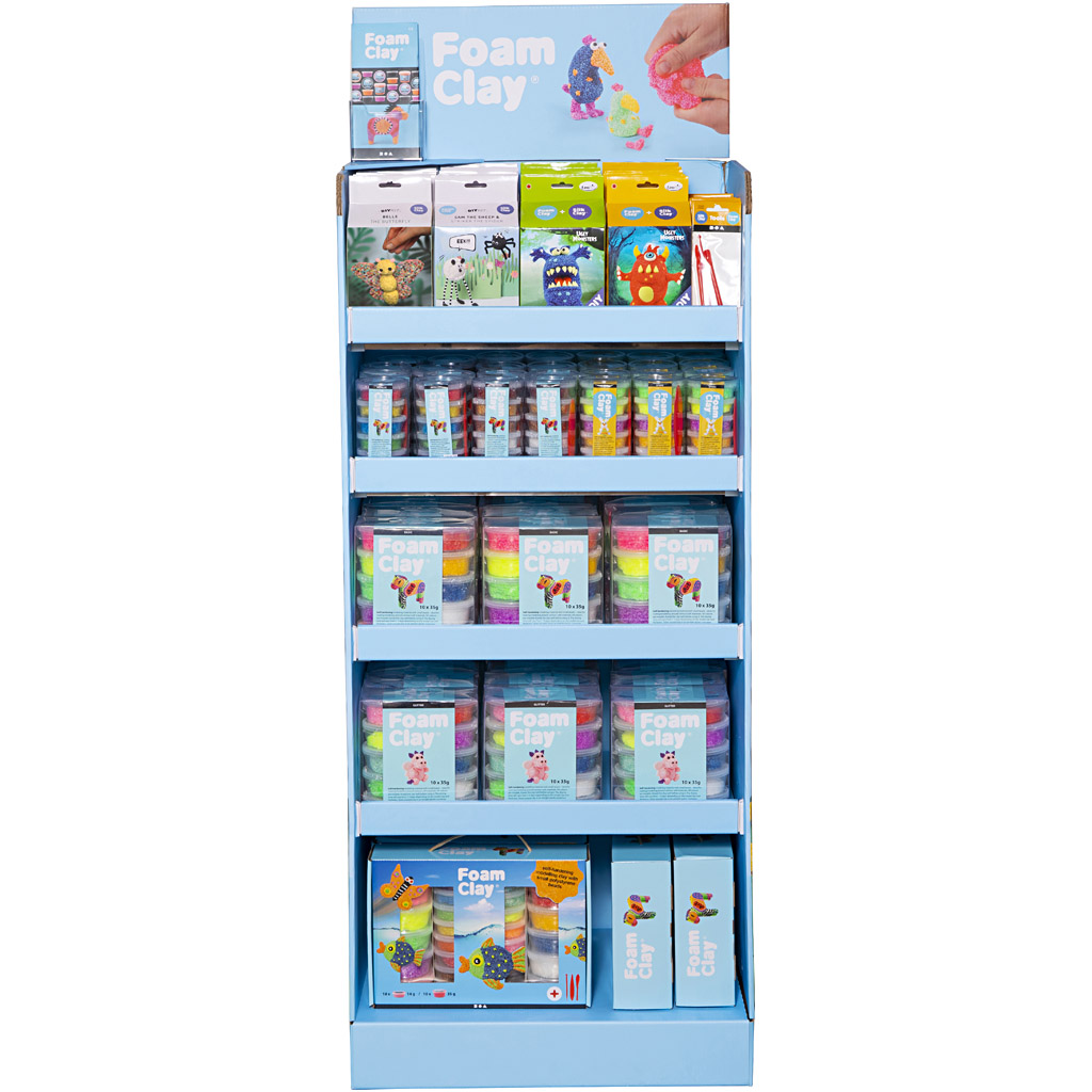 Floor Display Foam Clay®, K: 1560 mm, S. 390 mm, L: 580 mm, värvivalik, 102 ühikut/ 1 pakend.