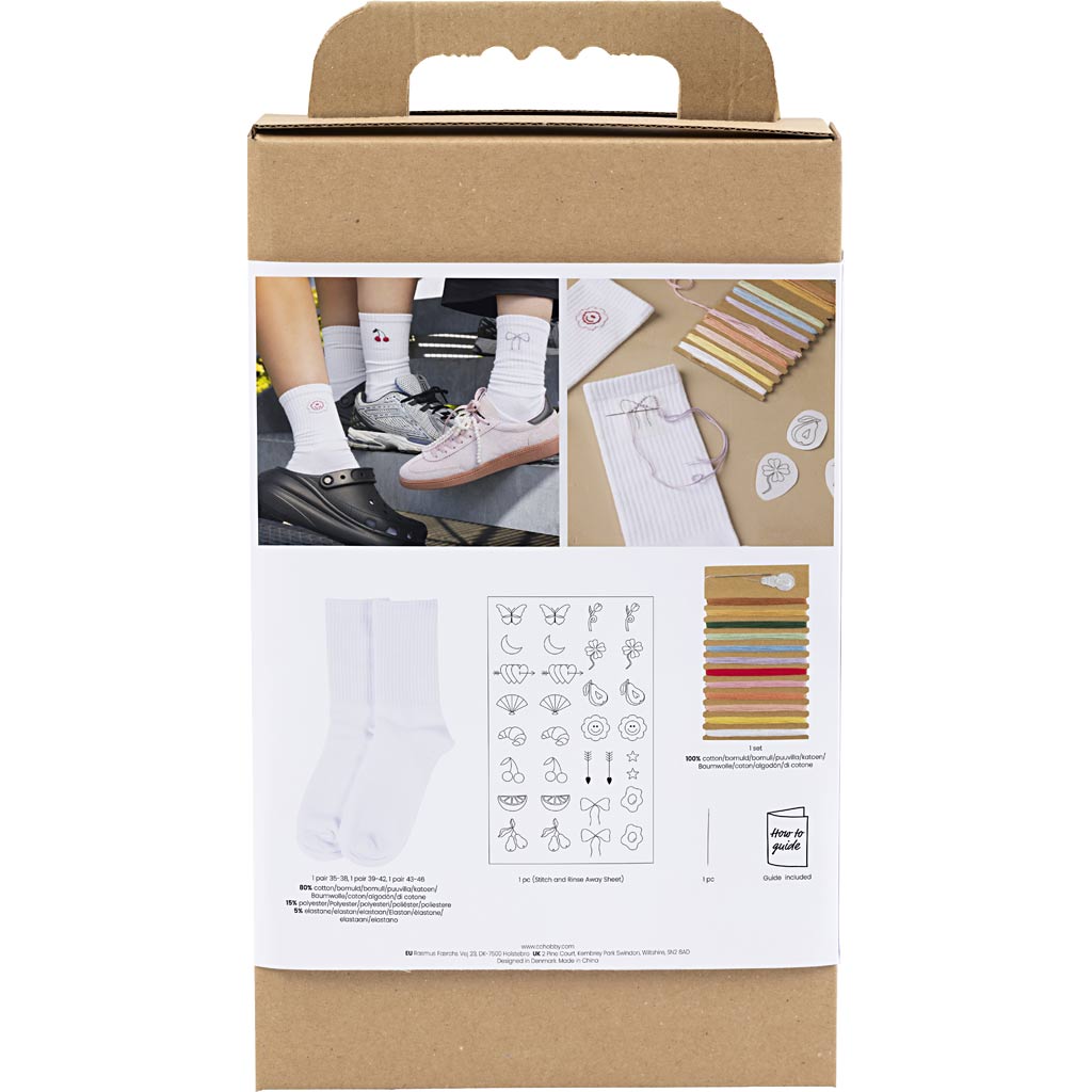 Käsitöökomplekt Tikkimine, sokid, valge, 1 pakk - Image 2