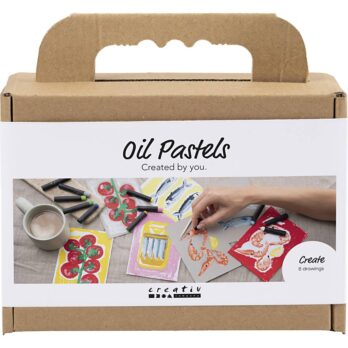 Mini Craft Kit Õlipastellid, kalad ja karploomad, hall, valge, 1 pakk