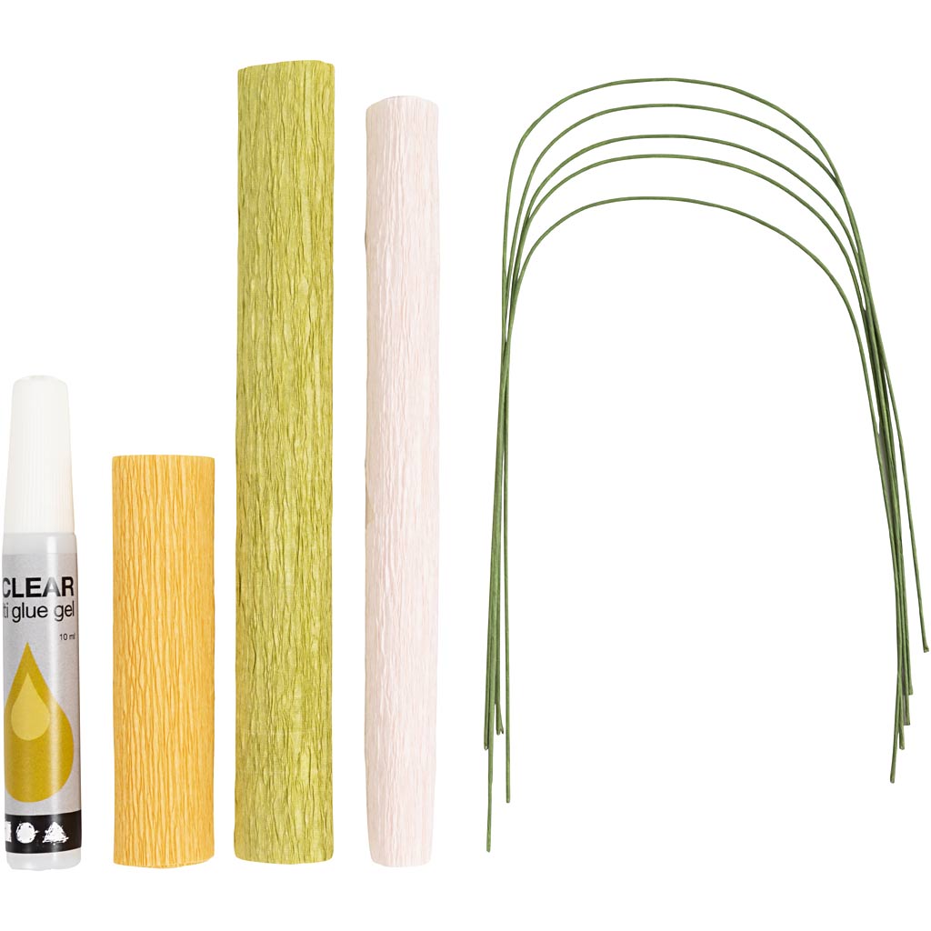 Mini Craft Kit krepppaber, kirsi oksad, kreepi suhe: 180%, 1 pakk - Image 3