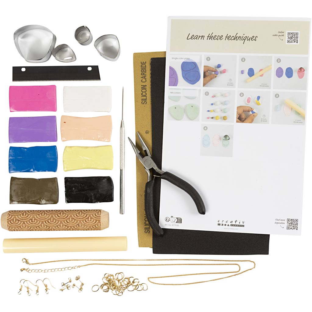 Starter Craft Kit Jewellery Clay, ehteid, värvide valik, 1 pakk - Image 4
