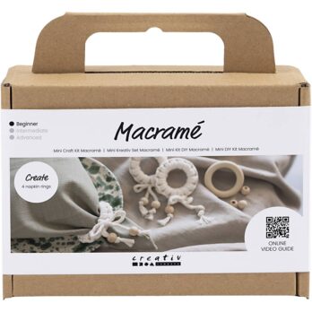 Mini Craft Kit Makramee, salvrätirõngas, naturaalvalge, 1 pakk