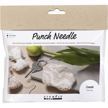 Mini Craft Kit Punch Needle , võtmehoidja, beež, 1 pakk