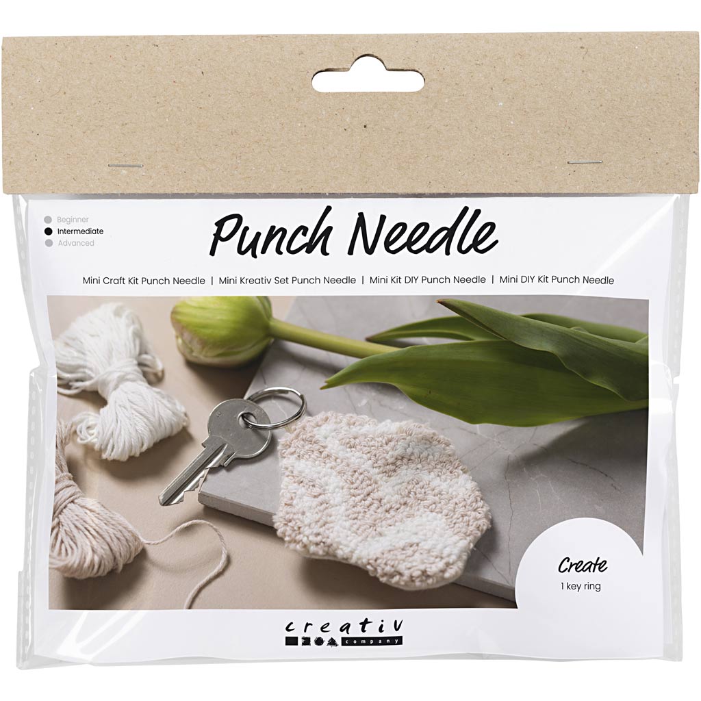 Mini Craft Kit Punch Needle , võtmehoidja, beež, 1 pakk