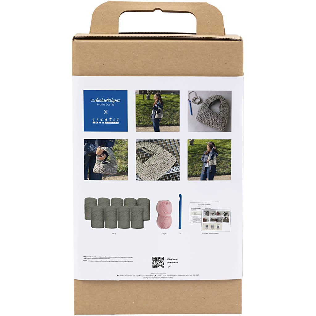 Käsitöökomplekt heegeldatud, Chunky kott, oliivroheline, 1 pakk - Image 2