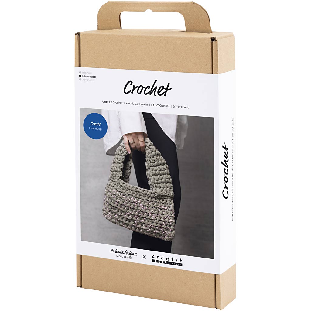 Käsitöökomplekt heegeldatud, Chunky kott, oliivroheline, 1 pakk - Image 3