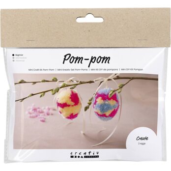 Mini Craft Kit Pompom, munad, värviline, 1 pakk