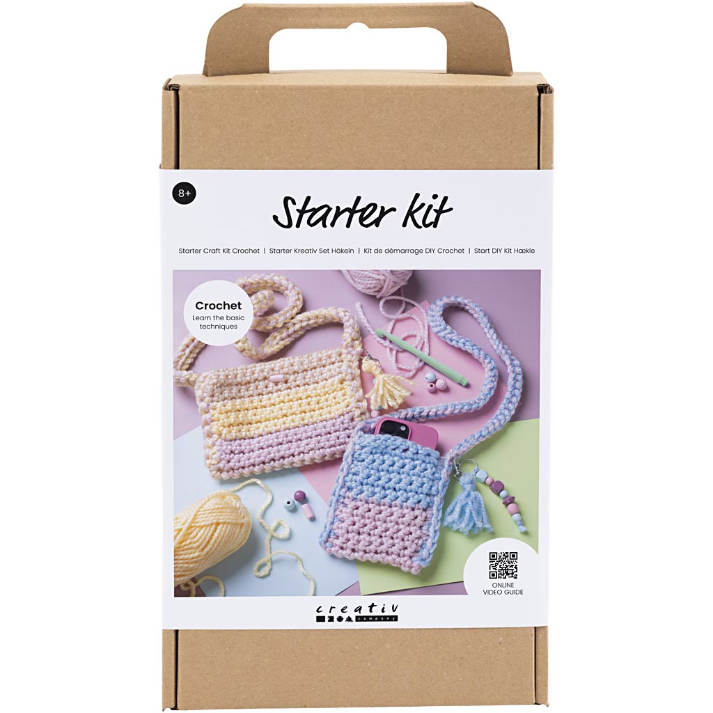 Starter Craft Kit Heegeldamine, kotid, erinevad värvid, 1 pakk