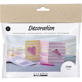 Mini Craft Kit Dekoratsioonikomplekt, koogid, pastellroosa, pastelllilla, pastellkollane, 1 pakk
