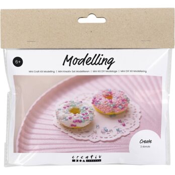 Mini Craft Kit Modelling, Donuts, roosa, türkiissinine, valge, kollane, 1 pakk