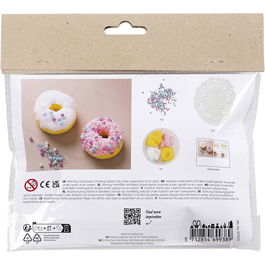 Mini Craft Kit Modelling, Donuts, roosa, türkiissinine, valge, kollane, 1 pakk - Image 2