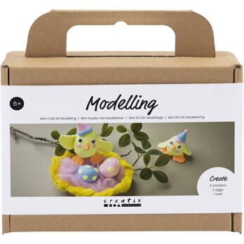 Mini Craft Kit Modelling, Easter Family, helesinine, oranž, pastellroosa, helekollane, 1 pakk