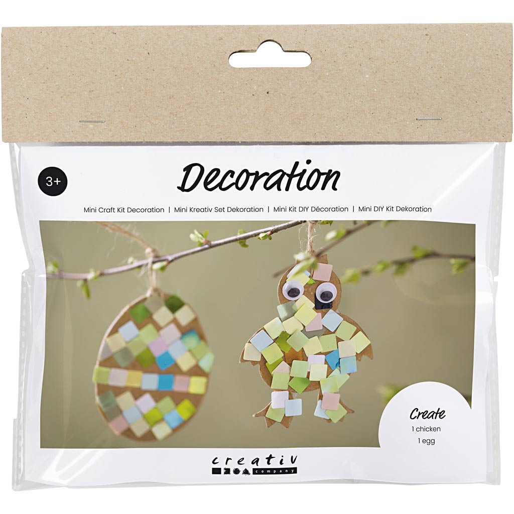 Mini Craft Kit Dekoratsioon, muna ja kana, must, pruun, valge, värvivalik, 1 pakk