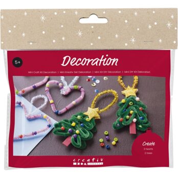 Mini Craft Kit Dekoratsioon, südamed ja jõulupuud, 1 pakk