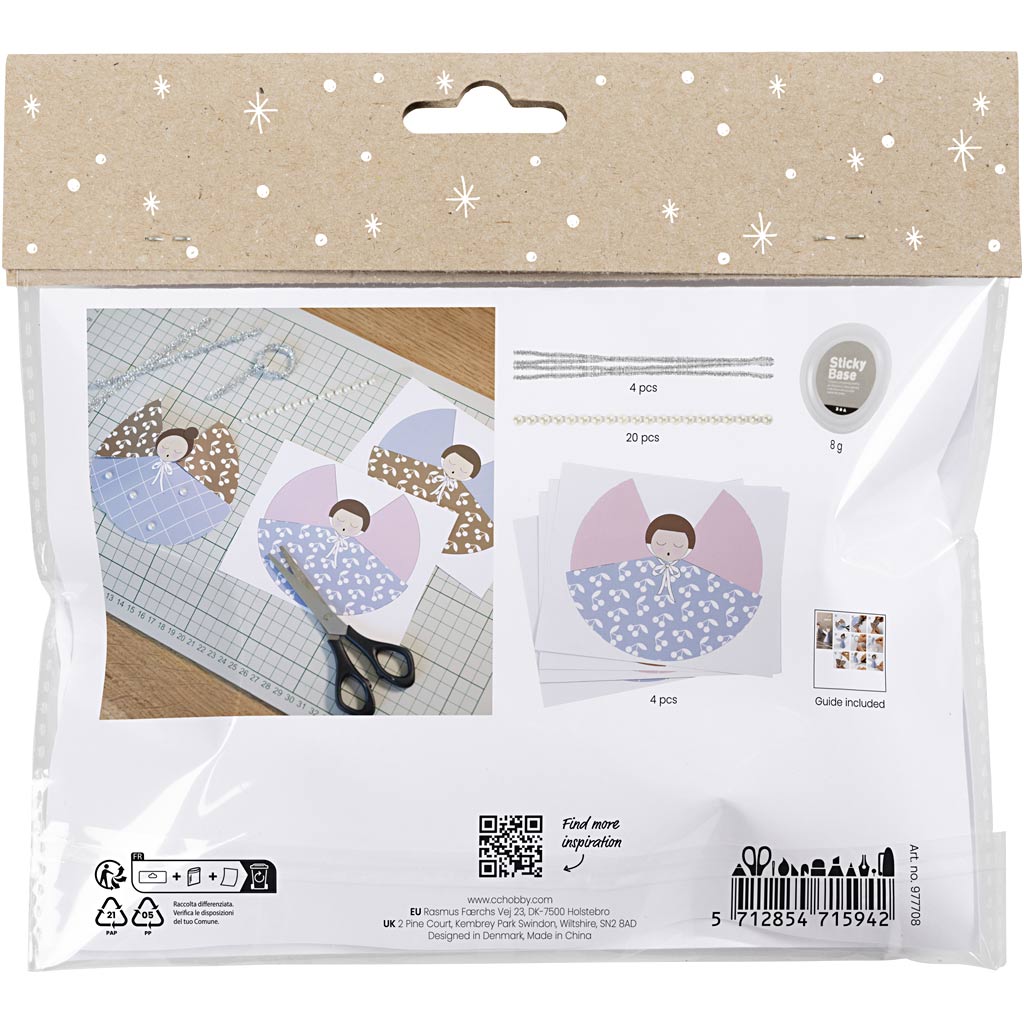 Mini Craft Kit paberkaunistused, inglid, erinevad värvid, 1 pakk - Image 2