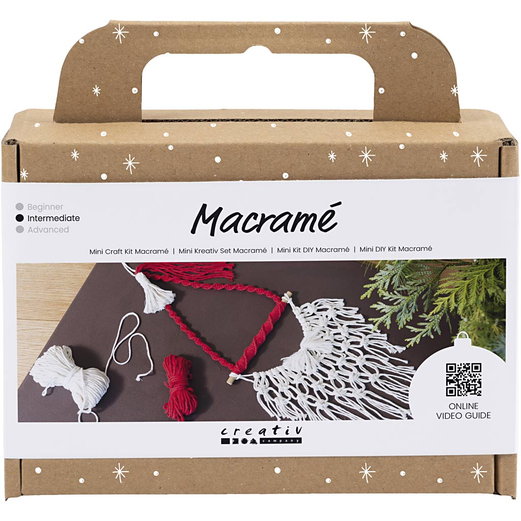 Mini Craft Kit Makramee, jõuluvana, jõulupuna, naturaalvalge, 1 pakk