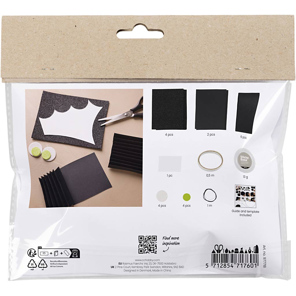 Mini Craft Kit paberist kaunistused, nahkhiired, must, valge, 1 pakk - Image 2