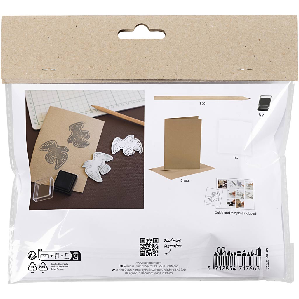 Mini Craft Kit Foam Printing, kaart tuttidega, beež, 1 pakk - Image 2