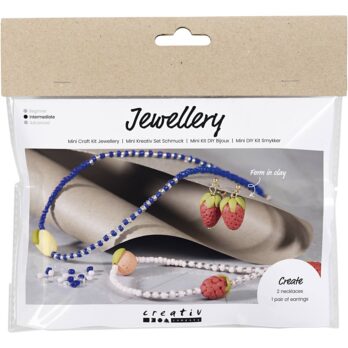 Mini Craft Kit Ehted, kaelakee ja kõrvarõngad, kuninglik sinine, 1 pakk