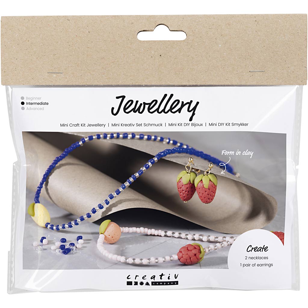 Mini Craft Kit Ehted, kaelakee ja kõrvarõngad, kuninglik sinine, 1 pakk