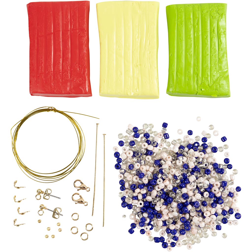 Mini Craft Kit Ehted, kaelakee ja kõrvarõngad, kuninglik sinine, 1 pakk - Image 3