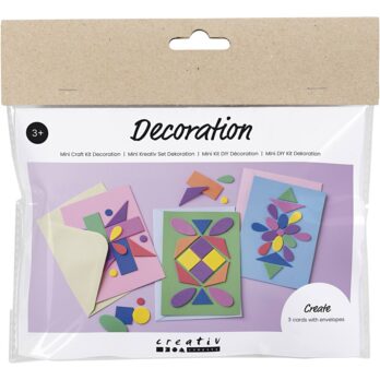 Mini Craft Kit Decoration, kaunistatud kaardid, sinine, roheline, roosa, 1 pakk