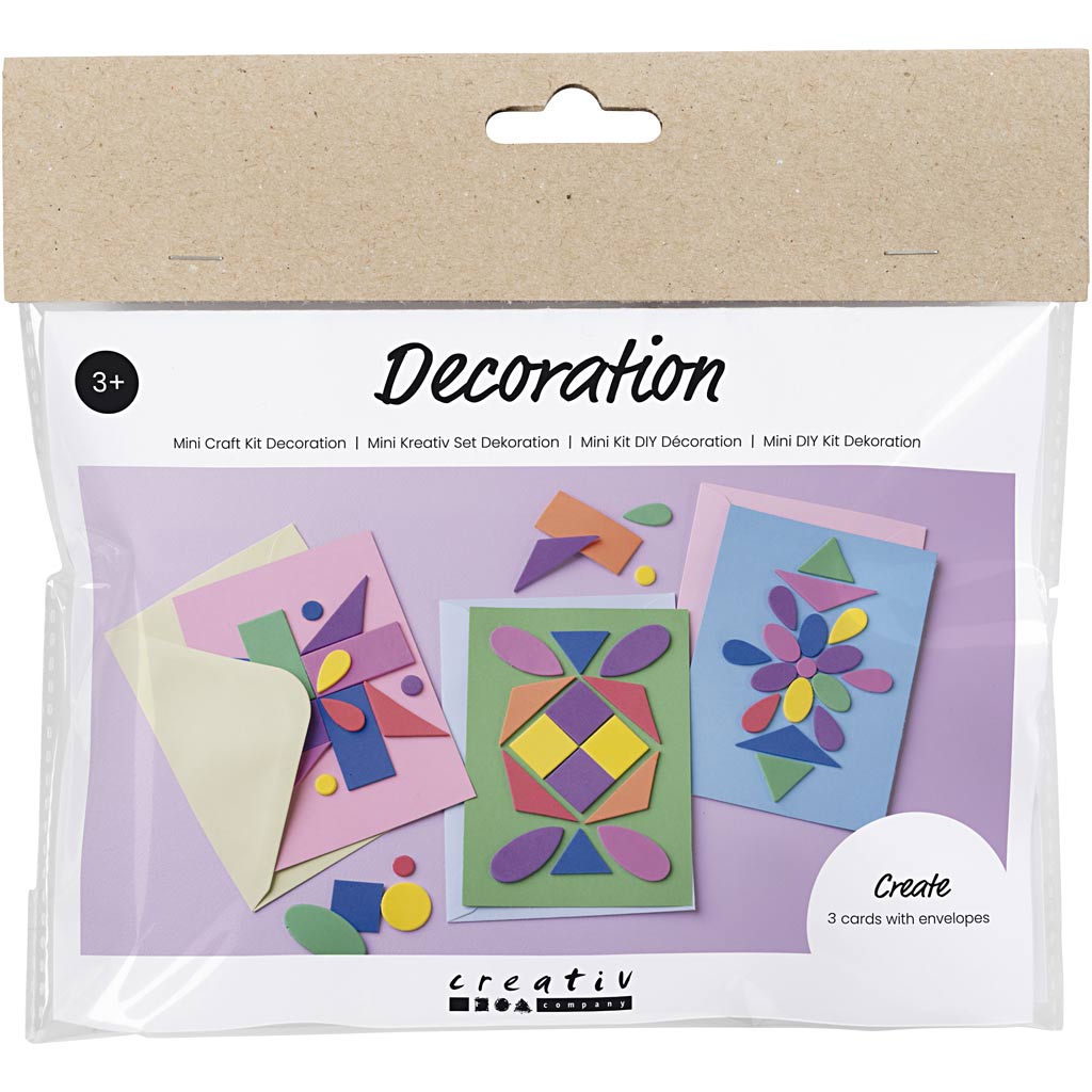 Mini Craft Kit Decoration, kaunistatud kaardid, sinine, roheline, roosa, 1 pakk